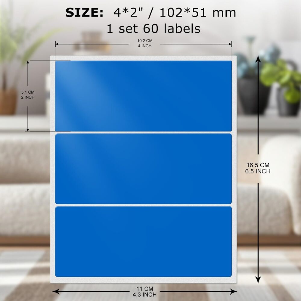 2831 Colored Stickers 4×2 Inch Vinyl File Folder Sticker Blue Rectangle - Picture 2 of 9